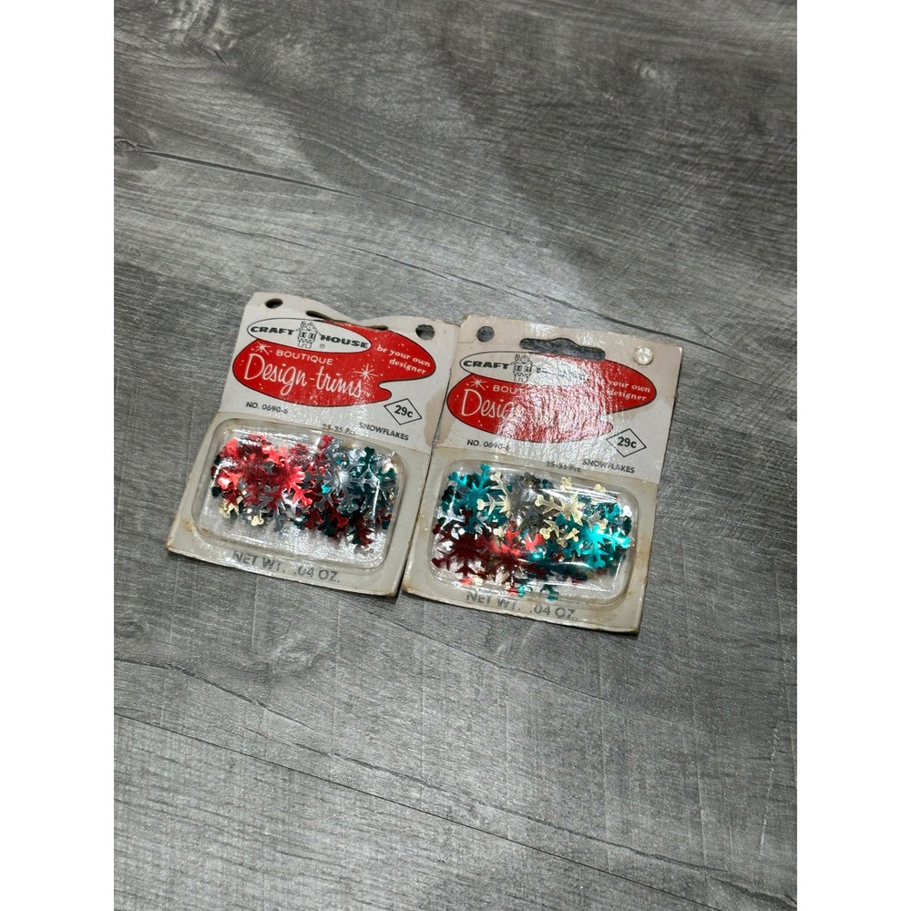 Vintage Craft House Design-trims Snowflake Sequins Red Green Gold Silver 2 Pack